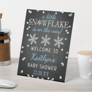 Kleine Snowflake Boys Winter Baby Dusche Willkomme Sockelschild