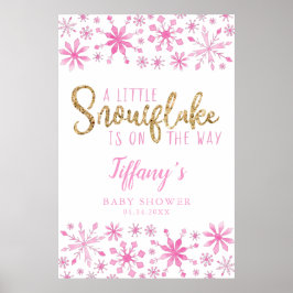 Kleine Snowflake Pink Baby Dusche Begrüßungszeiche Poster