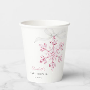 Kleine Snowflake Pink Babydusche Pappbecher