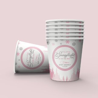 Kleine Snowflake Winter Baby Dusche Pappbecher