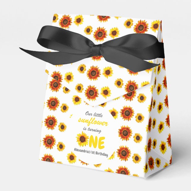 Kleine Sonnenblume 1. Geburtstag Geschenkschachtel (Vorderseite)