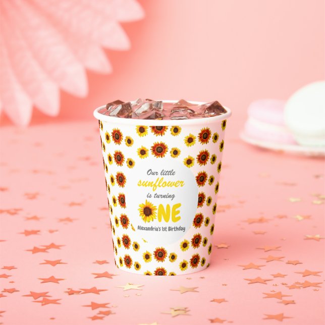 Kleine Sonnenblume 1. Geburtstag Pappbecher (Insitu)
