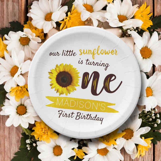 Kleine Sonnenblume 1. Geburtstag Pappteller (Von Creator hochgeladen)