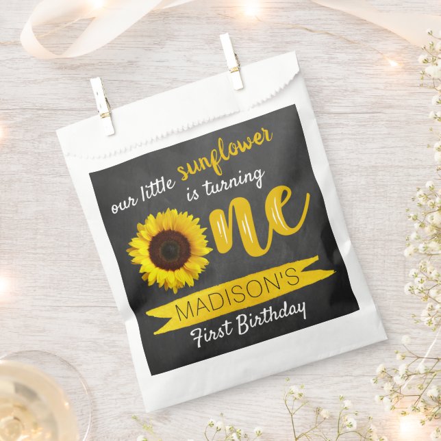 Kleine Sonnenblume 1. Geburtstag Party Geschenktütchen (Ausgeschnitten)