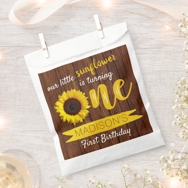 Kleine Sonnenblume 1. Geburtstag Party Geschenktütchen (Ausgeschnitten)