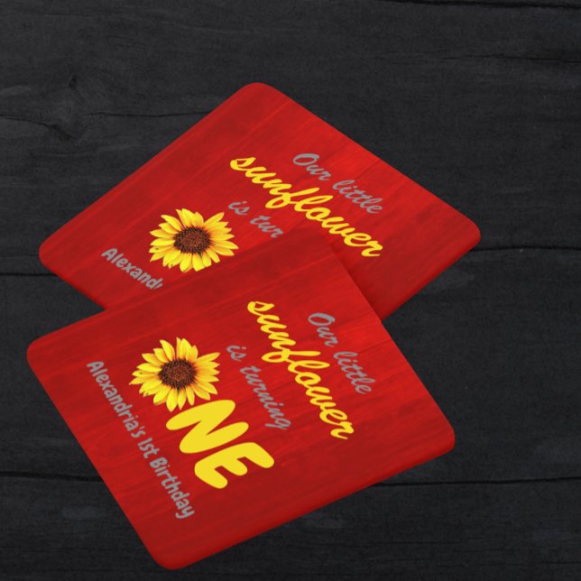 Kleine Sonnenblume 1. Geburtstag Rechteckiger Pappuntersetzer (Von Creator hochgeladen)