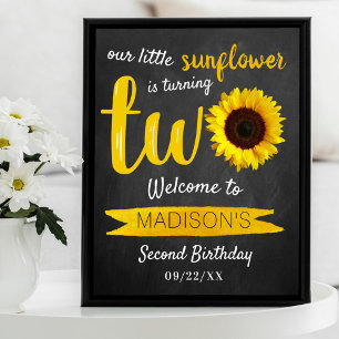 Kleine Sonnenblume 2. Geburtstag Begrüßungszeichen Poster
