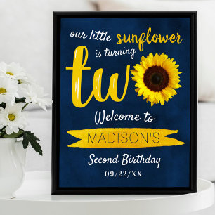 Kleine Sonnenblume 2. Geburtstag Begrüßungszeichen Poster