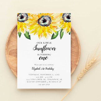 Kleine Sonnenblume Erster Geburtstag Ein Elegantes Einladung