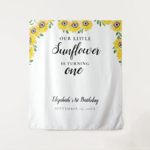 Kleine Sonnenblume Erster Geburtstag Eins Hintergr Wandteppich