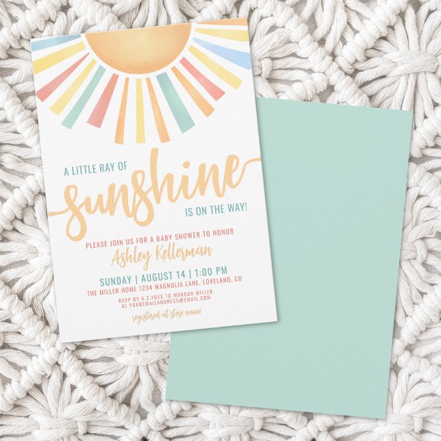 Kleine Sonnendusche Einladung (Little Ray Of Sunshine Sun Baby Shower Invitation)