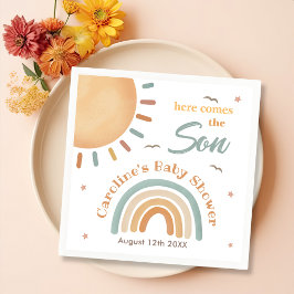 Kleine Sonnenschein-Babydusche hier kommt der Sohn Serviette