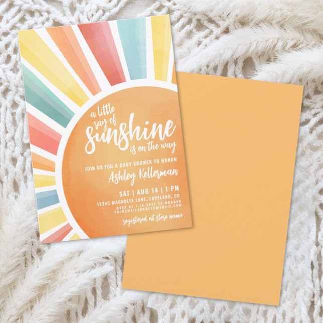 Kleine Sonnenstrahl Boho-Baby Shower-Einladung Einladung (Little Ray Of Sunshine Boho Baby Shower Invitation)