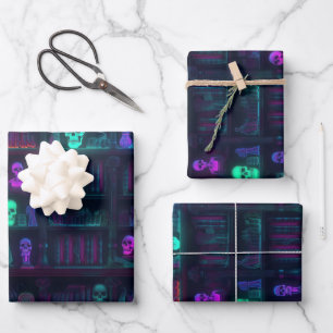 Kleine Spooky Foto realistische Dark Academia Book Geschenkpapier Set