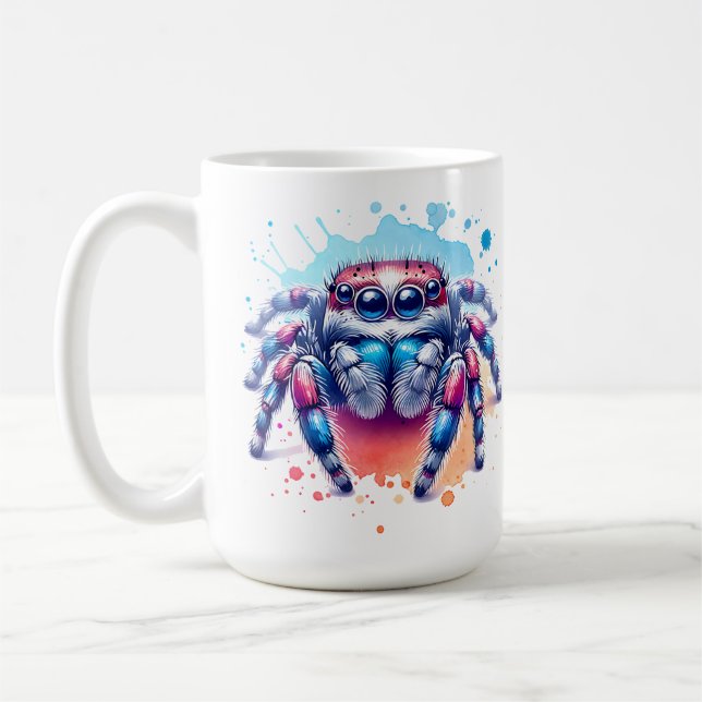 Kleine Springspinnen Grafik Kaffeetasse (Links)