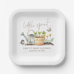 Kleine Spross Mädchen oder Junge Garten Baby Showe Pappteller