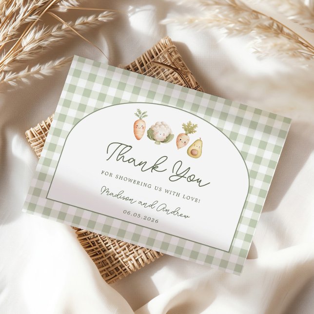 Kleine Sprossen Gemüse Gingham Dankeschön Begleitkarte (Von Creator hochgeladen)