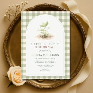 Kleine Sprossen-Grün kariert Baby Shower Einladung