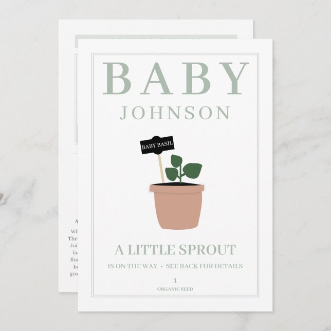 Kleine Sprout-Packet-Gender-Enthüllung lädt ein Einladung (Vorne/Hinten)