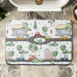 Kleine Stadt und Autos farbenfrohe Muster Badematte