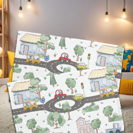 Kleine Stadt und Autos farbenfrohe Muster Kissenbezug