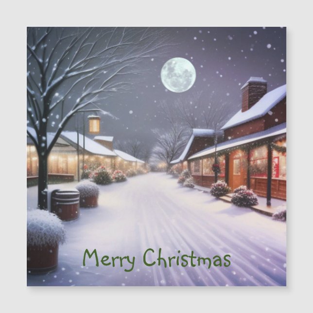 Kleine Stadt Weihnachten Magnetkarte (Vorderseite)