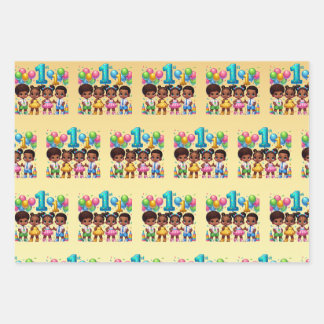 Kleine Sterne Erste Geburtstagsfeier Geschenkpapier Set