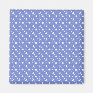 Kleine Sterne und Monde Muster auf Blau Magnet