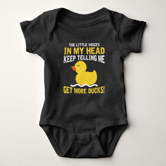 Kleine Stimmen in meinem Head Rubber Duck Lover Ba Baby Strampler (Vorderseite)