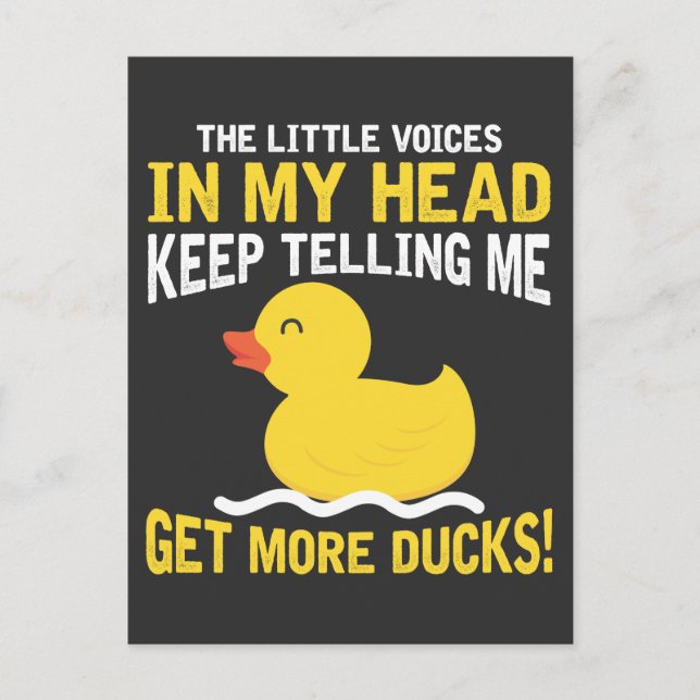 Kleine Stimmen in meinem Kopf Rubber Duck Lover Ba Postkarte (Vorderseite)