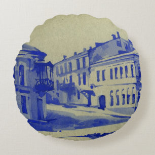 Kleine Straßen in der alten Stadt Rundes Kissen