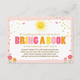 Kleine Sunshine Baby Dusche bringen ein Buch Pink Einladung