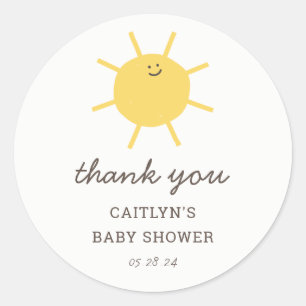 Kleine Sunshine Baby Dusche Vielen Dank Runder Aufkleber