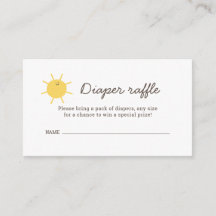 Kleine Sunshine Diaper Raffle Tickets Umschließung
