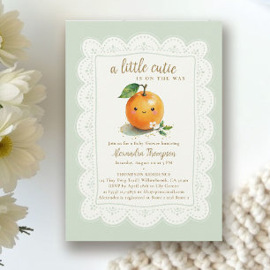 Kleine Süße Aquarell Orange Blumen Baby Shower Einladung