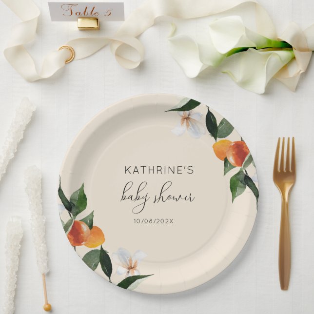 kleine Süsse Aquarell Zitrusbrasse Pappteller (Hochzeit)