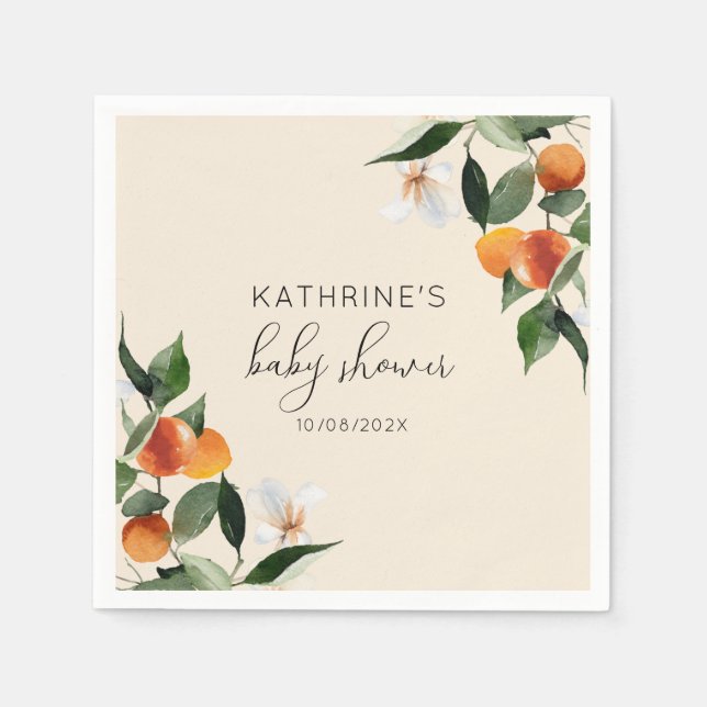 kleine Süsse Aquarell Zitrusbrasse Serviette (Vorderseite)