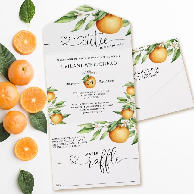 Kleine Süsse auf dem Weg Babydusche All In One Einladung (Join us in showering love on a Little Cutie - come celebrate with games, gifts, and good company!)