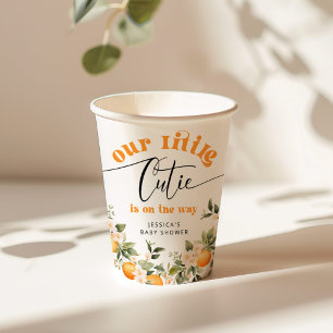 Kleine Süsse auf dem Weg Babydusche Orangen Pappbecher