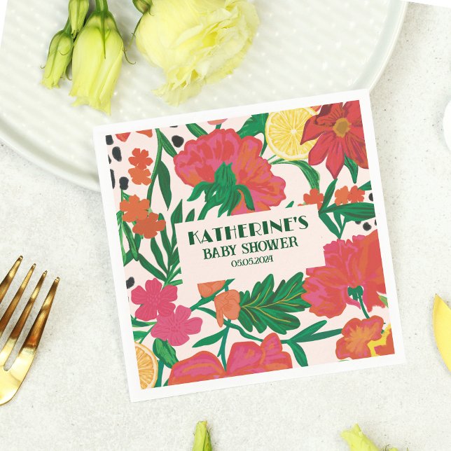 Kleine Süsse auf dem Weg Lemon Citrus Babydusche Serviette (Von Creator hochgeladen)