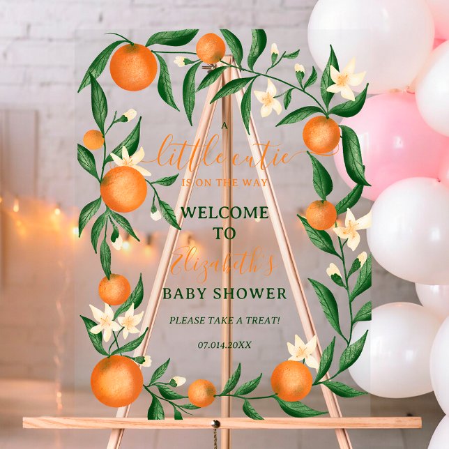 Kleine Süsse aus Zitrusfrüchten Acrylschild (Botanical citrus orange little cutie welcome acrylic sign)
