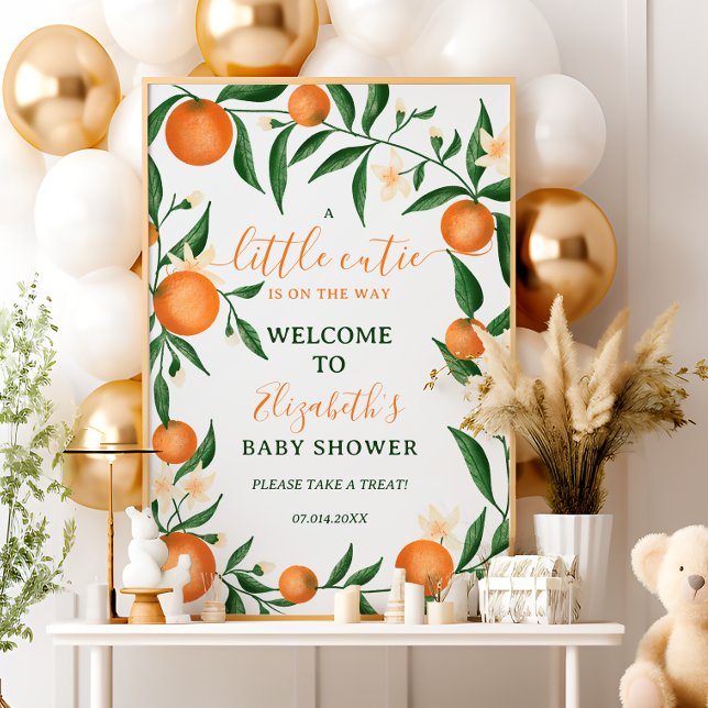 Kleine Süsse aus Zitrusfrüchten Poster (Botanical citrus orange little cutie welcome poster)