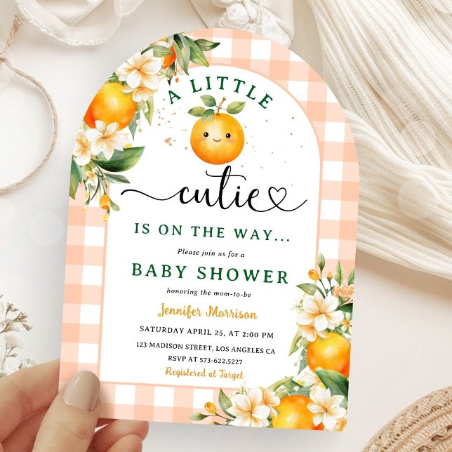 Kleine Süsse Baby Dusche Orange Citrus Arched Einladung (Von Creator hochgeladen)