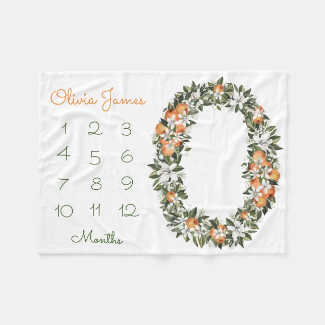 Kleine Süsse Baby Milestone Monatsblanket Fleecedecke (Vorderseite (Horizontal))