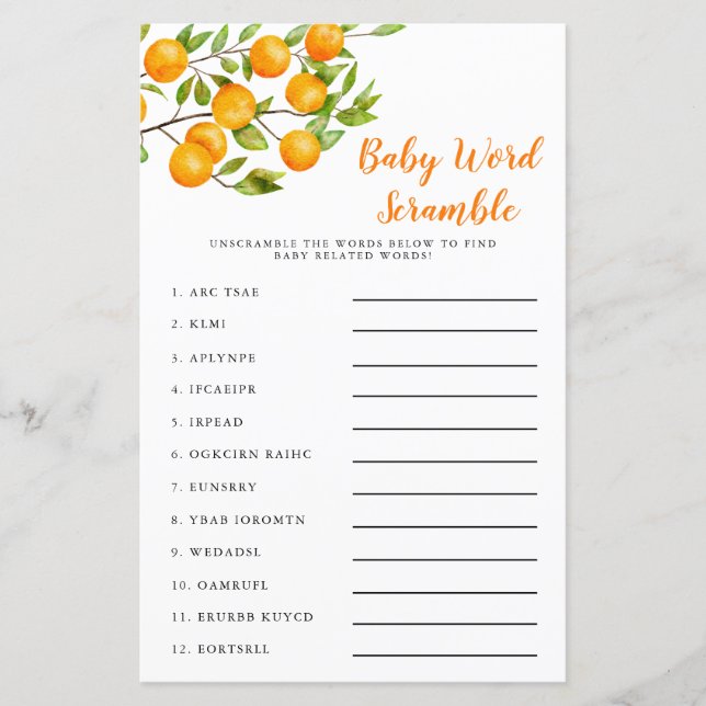 Kleine Süsse Baby Word Scramble Game (Vorderseite)