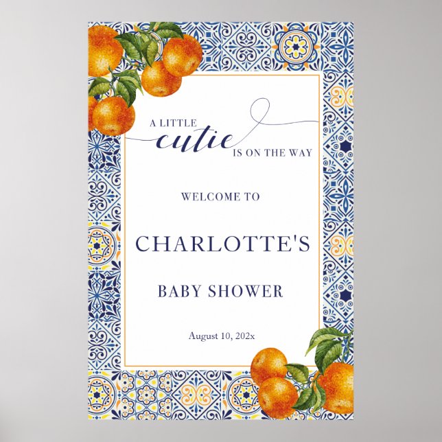 Kleine Süsse Babydusche Begrüßungsschild Poster (Vorne)