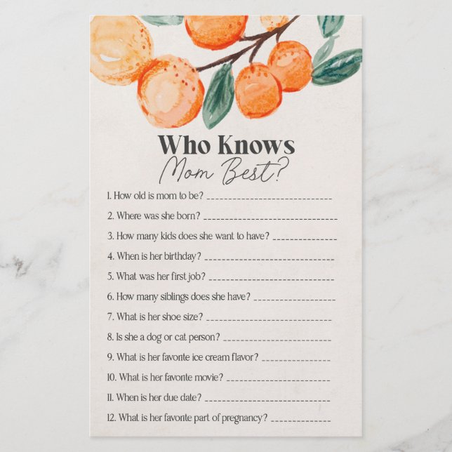 Kleine Süsse Babydusche, die Mama am besten kennt (Vorderseite)