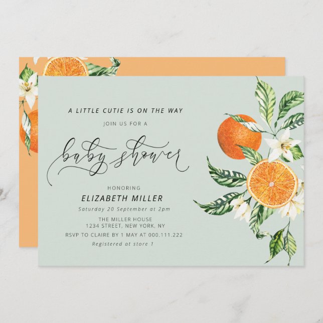 Kleine Süsse Babydusche Einladung (Vorne/Hinten)