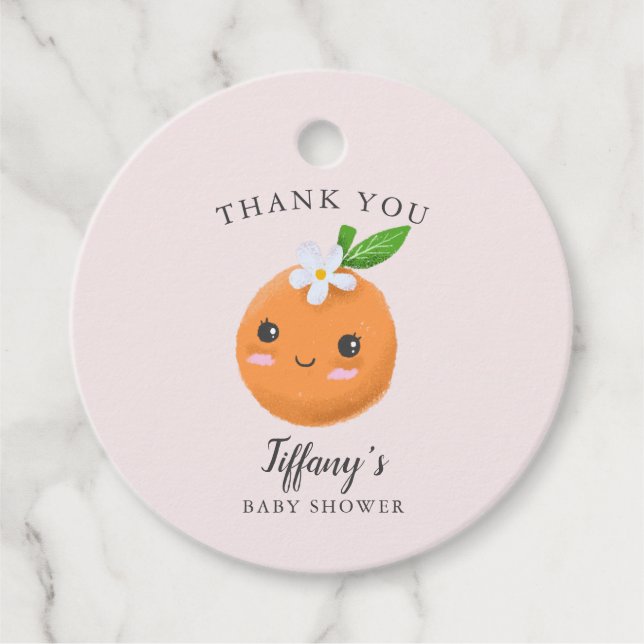 Kleine Süsse Babydusche Pink Clementine Geschenkanhänger (Vorderseite)