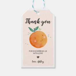Kleine Süsse Babydusche Tags Orange Clementine Geschenkanhänger